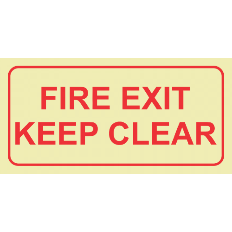 Fire Exit Keep Clear Photoluminescent Sign 