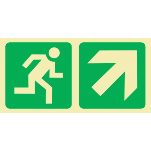 Running Man & Diagonal Arrow Up & Right Photoluminescent Sign 
