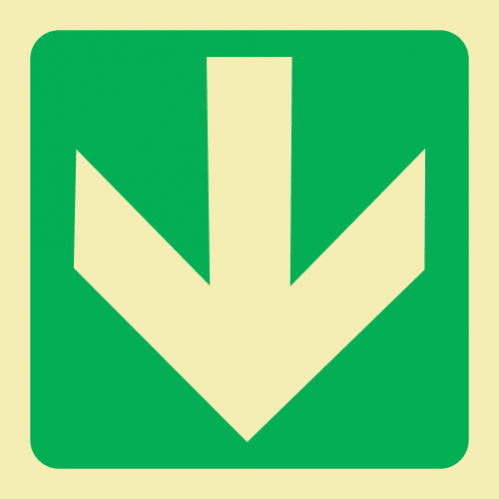 Arrow Down Photoluminescent Sign 
