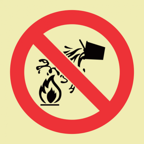 Water Prohibited As Extinguishing Agent Photoluminescent Sign 