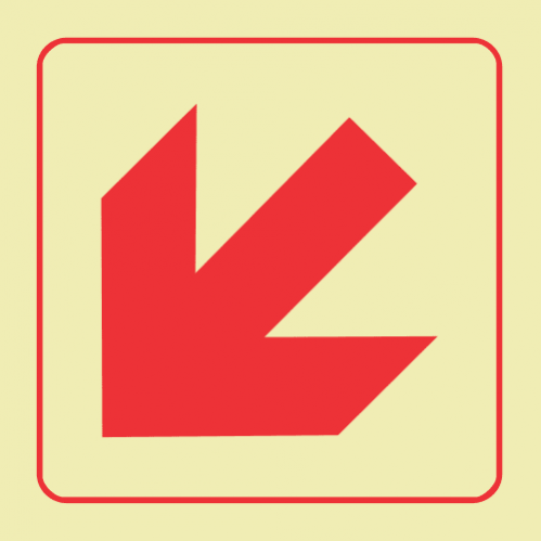 Diagonal Arrow Down & Left Photoluminescent Sign 3 