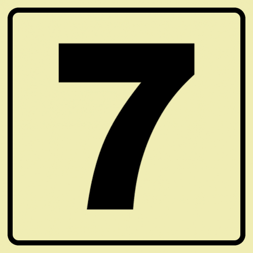 Floor Number 7 - Black Photoluminescent Sign 