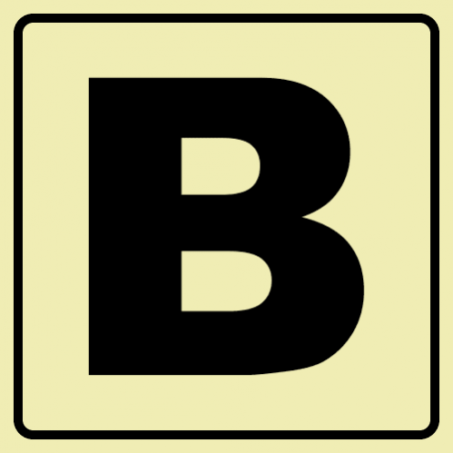 Floor Number B - Black Photoluminescent Sign 