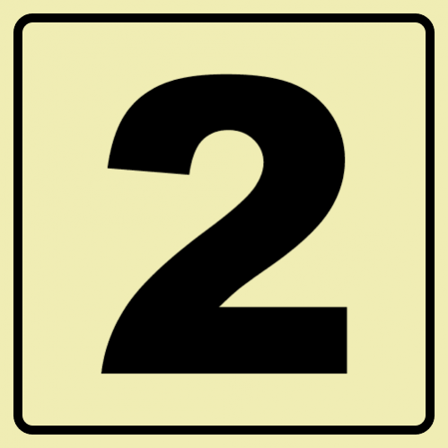 Floor Number 2 - Black Photoluminescent Sign 