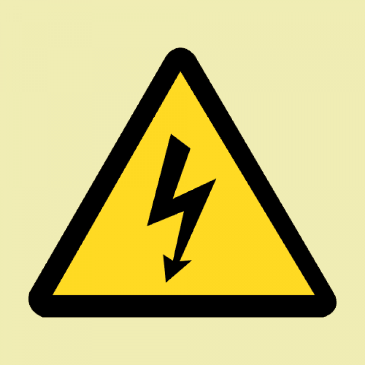 Electrical Shock Hazard Photoluminescent Sign 