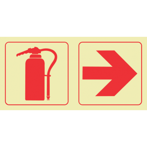Fire Extinguisher & Arrow Right Photoluminescent Sign 
