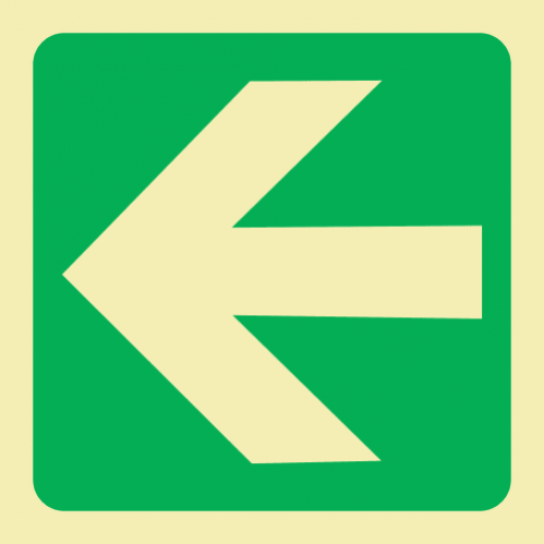 Arrow Left Photoluminescent Sign 