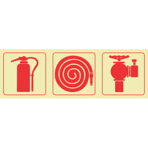 Fire Extinguisher & Fire Hose Reel & Fire Hydrant Photoluminescent Sign 