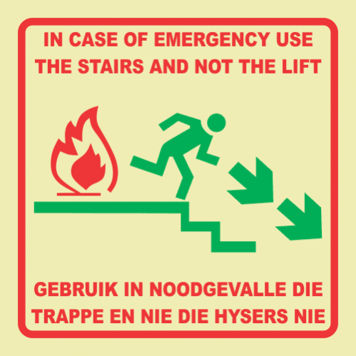 Emergency Stairs Right Photoluminescent Sign 