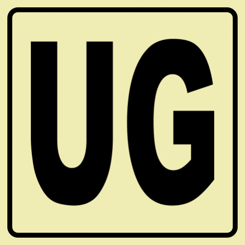 Floor Number UG - Black Photoluminescent Sign 