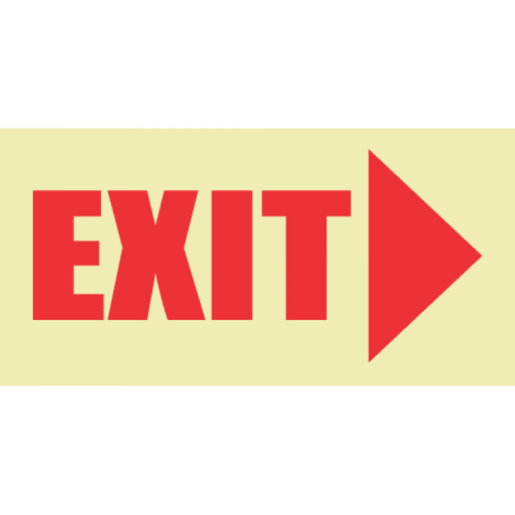 Exit & Arrow Right Photoluminescent Sign 