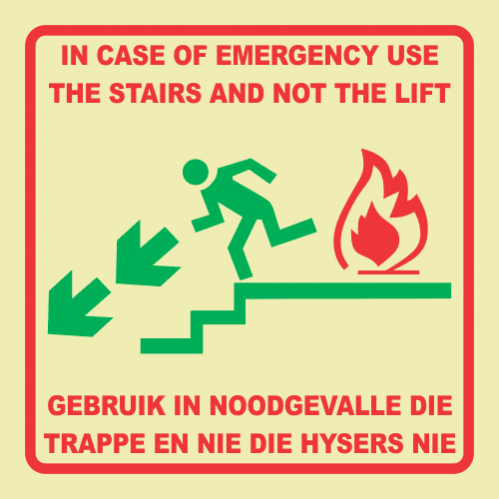 Emergency Stairs Left Photoluminescent Sign 