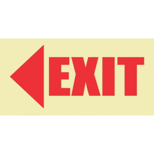 Arrow Left & Exit Photoluminescent Sign 