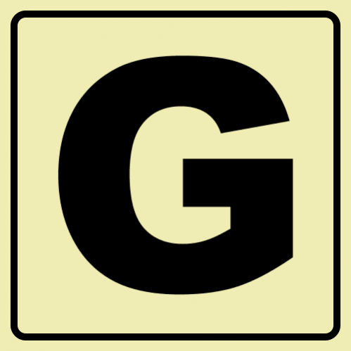 Floor Number G - Black Photoluminescent Sign 